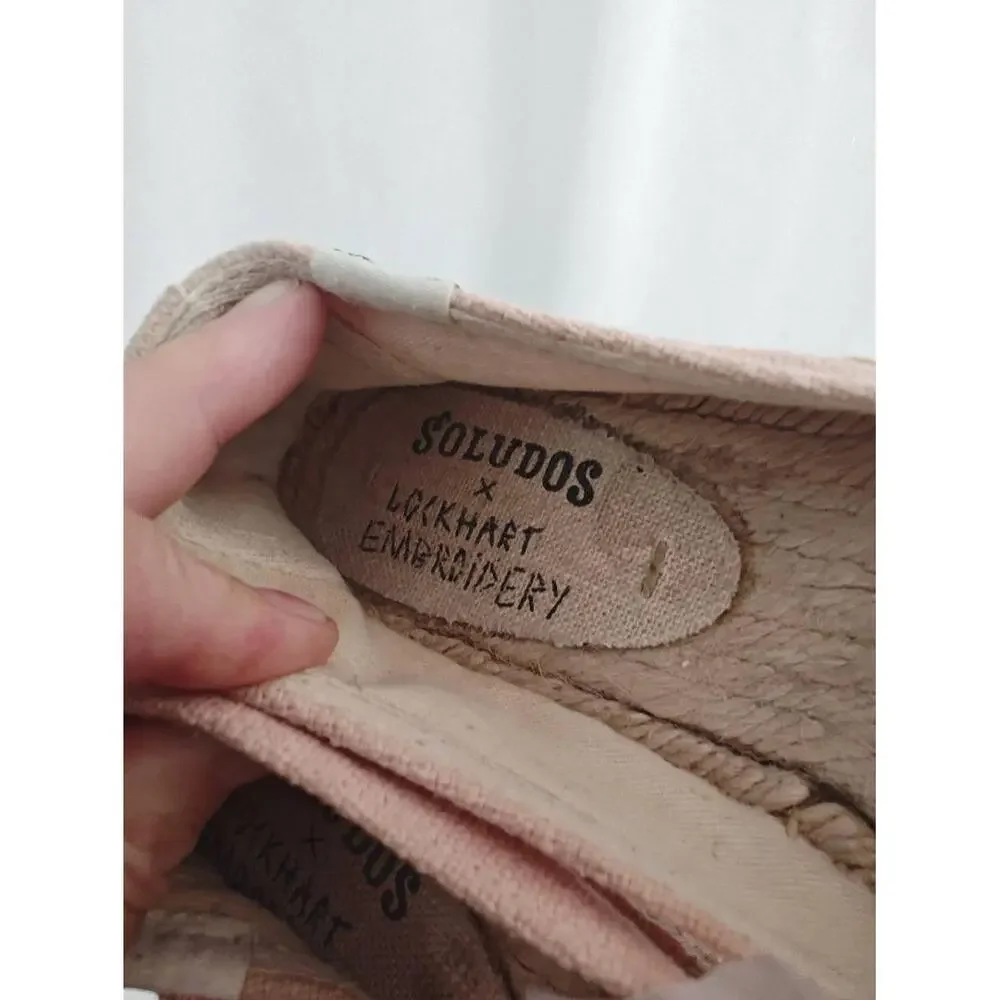 Soludos x Lockhart Embroidery‎ Espadrille Flats Aloha Sunset Pink Coral 7